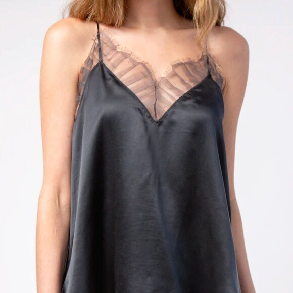 100% Silk Camisole NWOT $265 IRO Berwyn French Silk Camisole Black - Picture 1 of 17